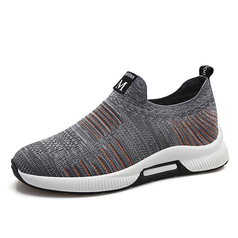 

Spring new fly-woven sports shoes inner height increase invisible height increase shoes sports and leisure shoes 43 сірий колір