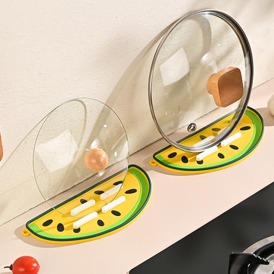 Topfdeckelhalter Wassermelonenform Küchenhelfer Hitzebeständige Silikon-Topfunterlage Mehrzweck-Isolierung Topfabdeckung Rutschfest