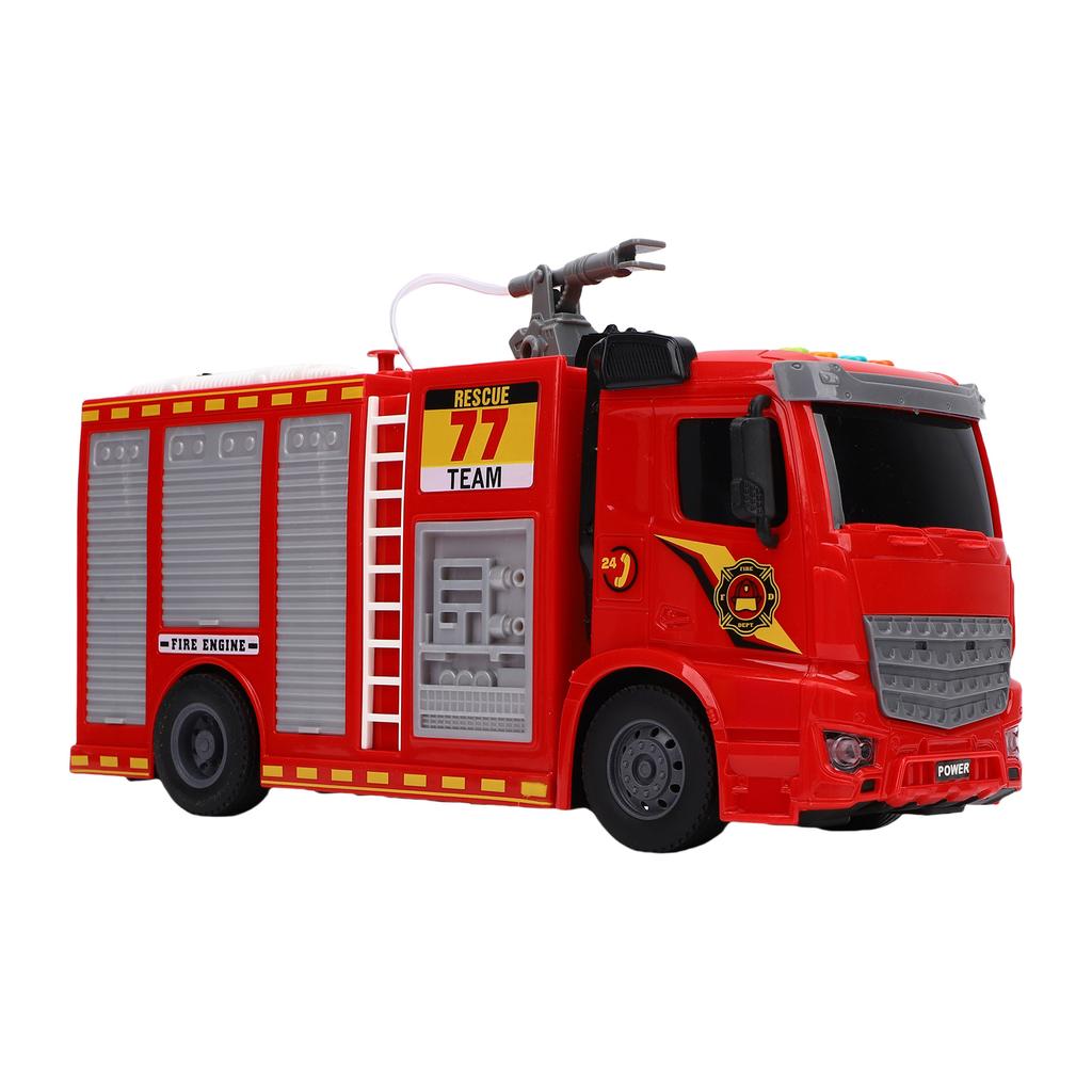 Light Up Fire Truck Toy Built In Music Friction Powered LED Electric Firetruck Toy with Water Spraying