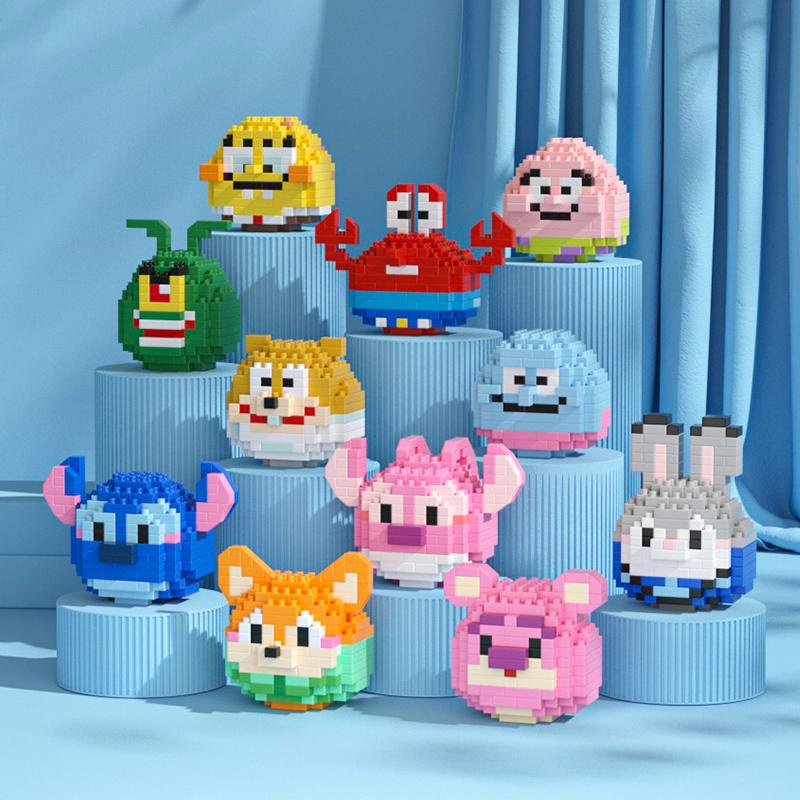 MINISO Sanrio Disney Anime Cartoon Actionfiguren Diamant Mikro Kleine Partikel Bausteine Hello Kitty Stitch Kinderspielzeug