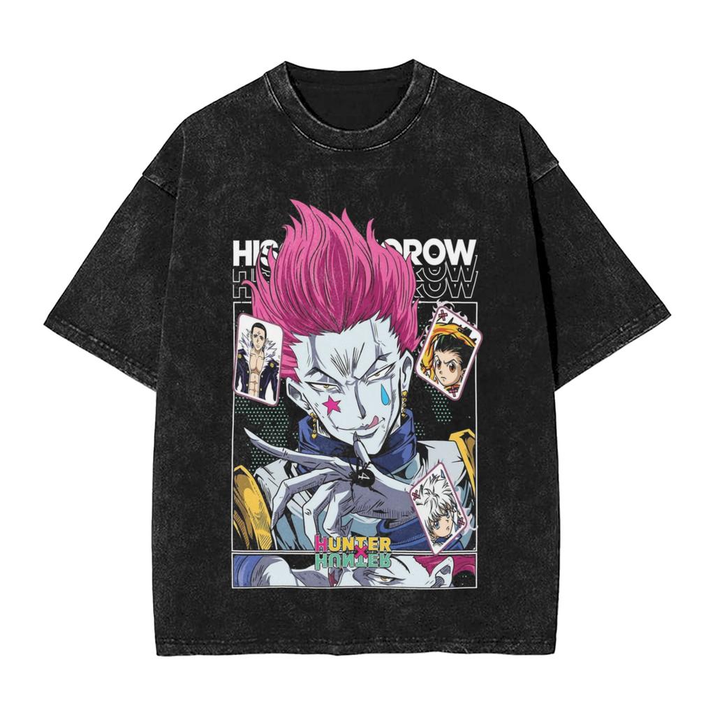 Hisoka Hunter X Hunter Anime Washed T Shirt Streetwear Hip Hop Vintage TShirts Tees for Unisex Women Cotton Harajuku Summer