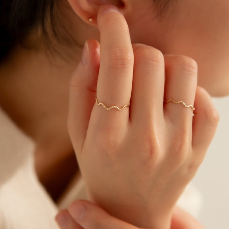 LUNNE 14k Sparkle Wave Silver Ring (14k Gold) #LFR10