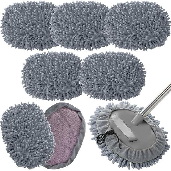 Tallew 5 Pcs Car Wash Mitt Kit, Car Clean Brush Not Included, Microfiber Mitt Clean Detail Cleaning Tools Truck Washing Chenille Scratch Free