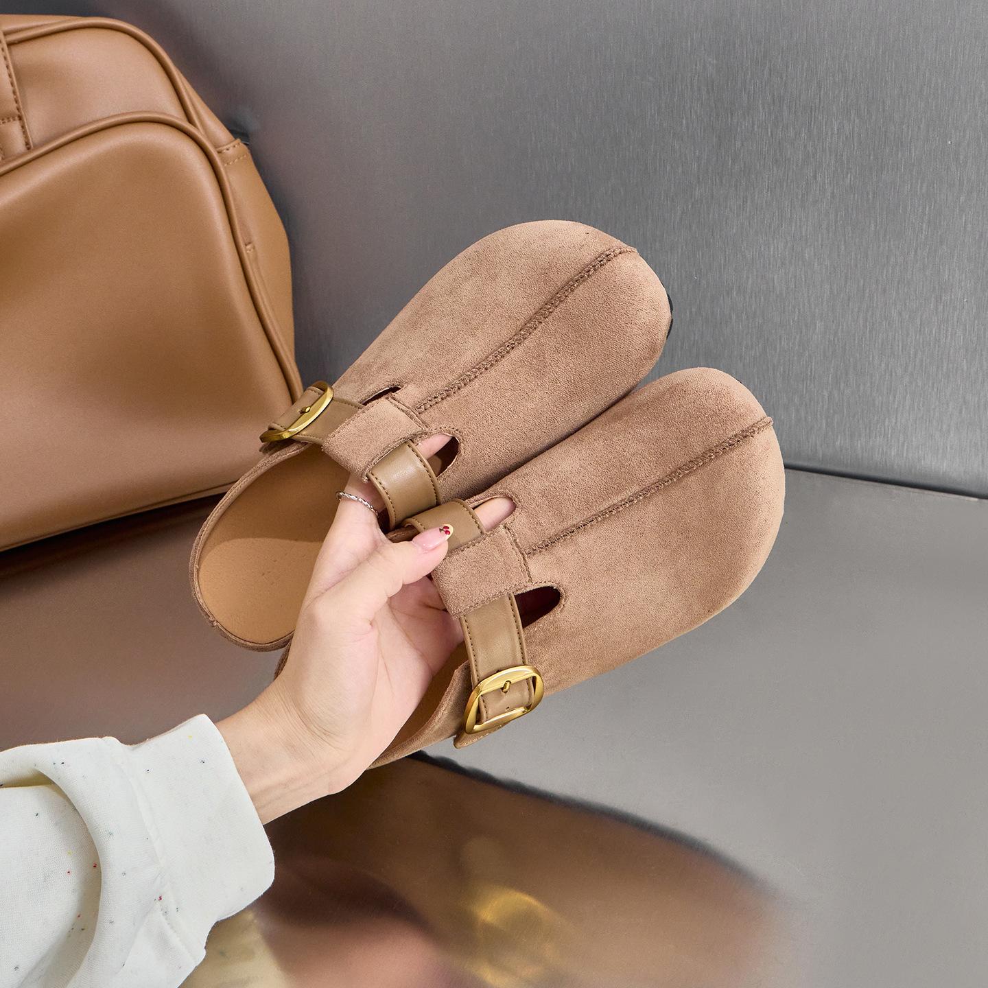 

Версия из коровьей кожи~ 5 см увеличение внутренней высоты женские биркенштоки на толстой подошве, маленькие универсальные одинарные туфли на мягкой подошве с мягким верхом, туфли Мэри Джейн 36