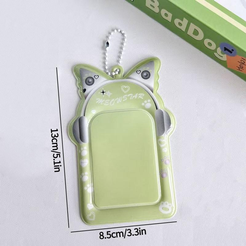 

Навушники для тварин 3-дюймовий маленький дисплейний кейс для карток Прозорий ПВХ Мила мультяшна форма тварини Пара Кіт Собака Ідол Захист для фото-картки