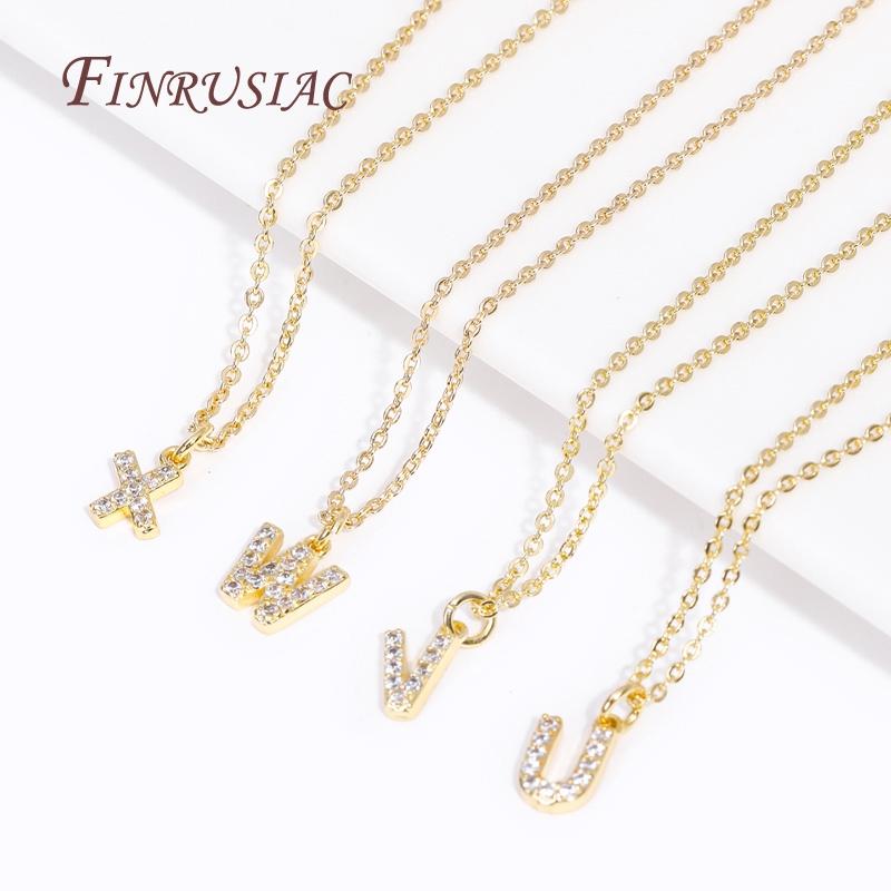 Classic A-Z Initial Letter Pendant Necklace Female 18K Gold Plated Simple Choker Neck Chain Woman Necklaces Jewelry Gifts
