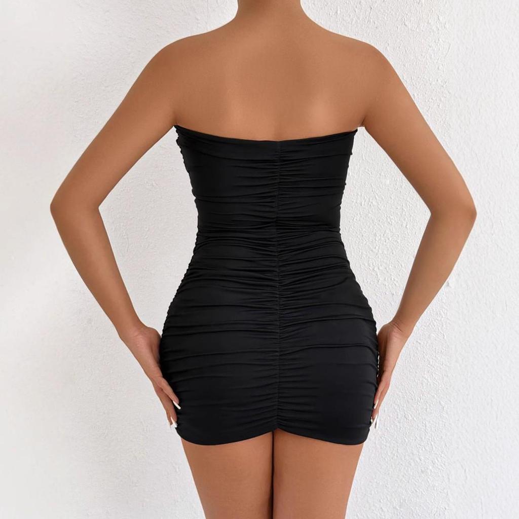 European & American Off-Shoulder Patchwork Slim-Fit Summer Dress