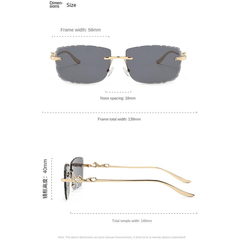 Frameless Square Metal High-end Glasses Fashion Trendy UV Resistant Outdoor Sunscreen Sunshade Sunglasses