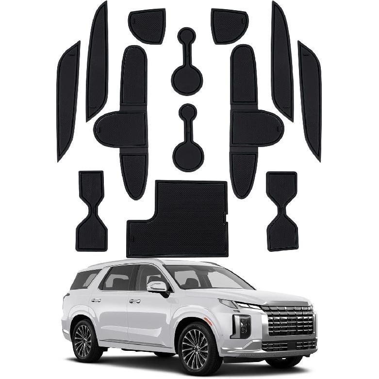 SHAOHAO for 2026 Hyundai Palisade Door Slot Mats Fit for 2026 Hyundai Palisade Accessories Center Console Mat 2026 Palisade LX3 Cup Holder ert Mat