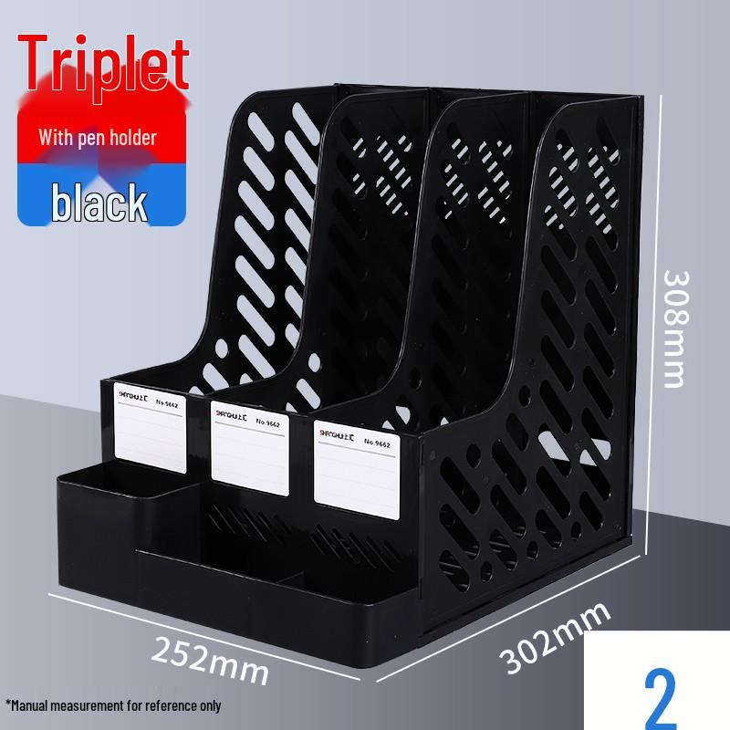 Three-Column Office File Rack: Multi-Layer Thickened Organizer for Study Supplies and Archive Folders