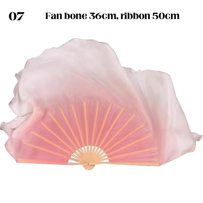2 Pcs Gradient Pink Silk Bamboo Fan Practice Veils Silk Fan Women  Performance Props Classical Dance Hand Dye Rayon Silk Fans