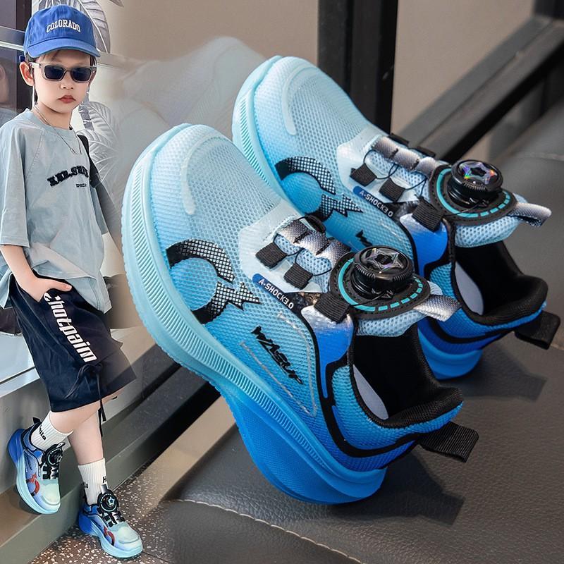Youth style shoes Kids Rotating Buckle Sneakers Lightweight Breathable Mesh Running Shoes Boys Outdoor Fall Casual Wear