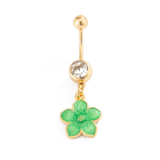 Yousheng Bauchnabelpiercing, Edelstahl Blume Design Bauchnabel Schmuck, Bauchpiercing Ring mit Klarem Zirkonia Inlay, Bauchnabel für Empfindliche Haut