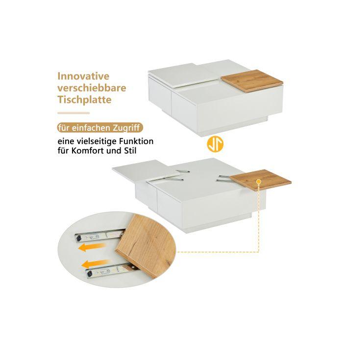 Konferenční stolek - MUVOE - Moderní - Bílý lesk - 75x75 cm - Max. nosnost. 30 kg