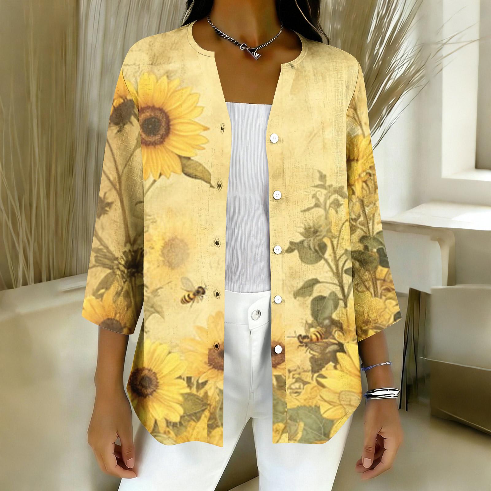 

Women s 3/4 Sleeve Shirts Graphic Tees Shirts Casual Basic Tops Pullovers S помаранчевий