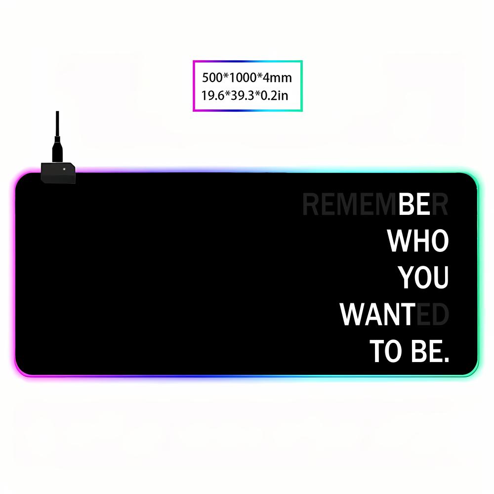 Inspirational quotes Mouse Pad Animation Games Beautiful RGB Gaming Pad HD Gamer Large LED Light PC Computer pad Non-slip Decor