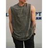 Beestrong Washed Distressed Vest Men's Batik Retro Sleeveless Waistcoat Fashion Loose Sports Casual T-shirt Tide