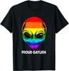 Proud Gaylien LGBTQ Rainbow Alien Pride Month Graphic Cotton T-Shirt Casual Trip