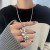 2025 Colorful Movable Mechanical Rabbit Pendant Necklace for Men & Women - Hip Hop Sweater & Hoodie Chain