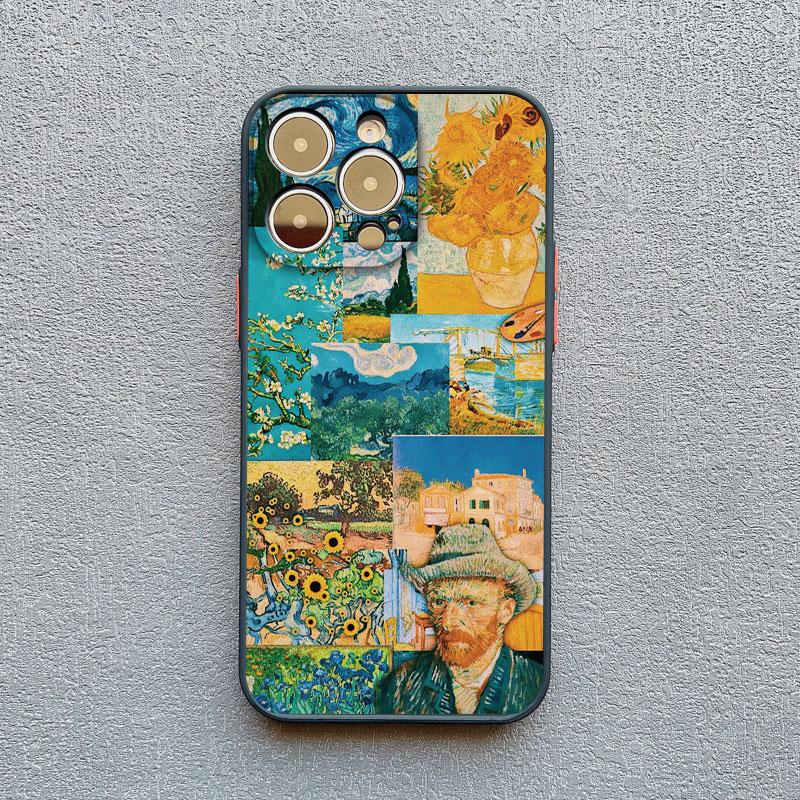 Vintage Van Gogh Phone Case for iPhone 16 13 12 Mini 15 11 14 Pro Max Illustration Case for iPhone 8 7 Plus SE X XS XR Cover
