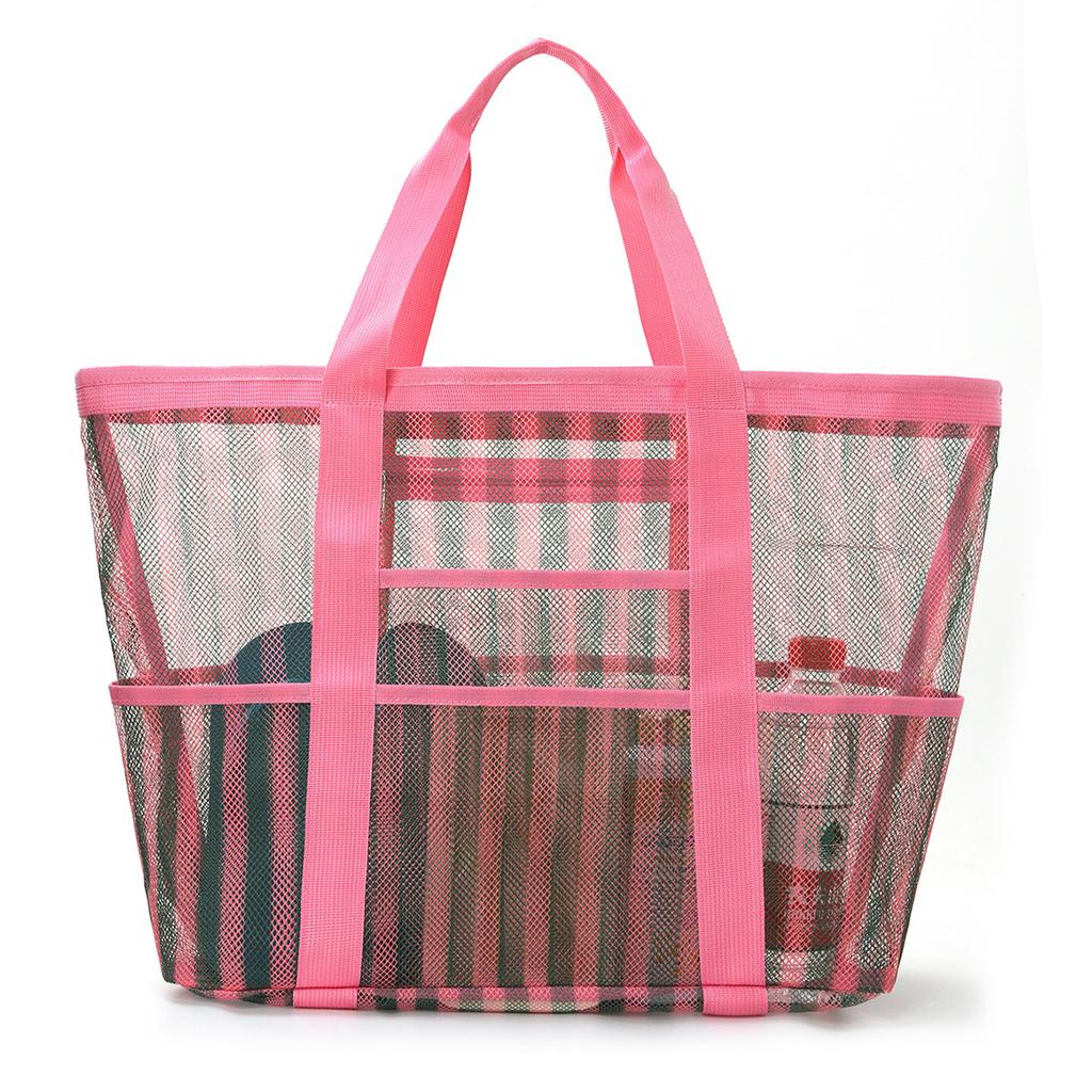 FH Multifunctial Mesh Storage Bag, Large Capacity, Stylish Beach Bag, Striped Beach Bag, New Model