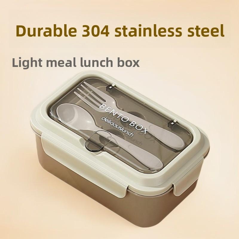Nordic Style Pp Lunch Box With Dividers And Fork Spoon For Office Use