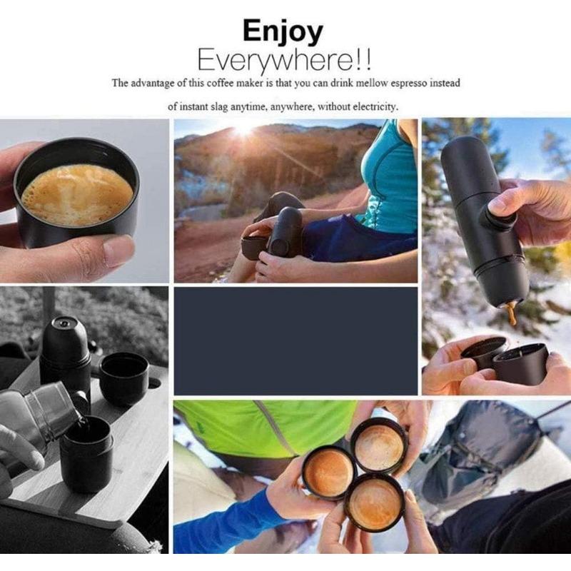 140ml Reise Outdoor Espresso Kaffeemaschine Mini Handpresse Manuelle Kaffeemaschine Tragbare Kapsel Kaffeemaschine Ideal als Geschenk