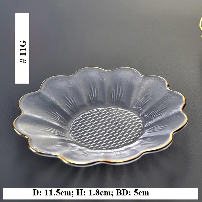 

1 шт. Маленькое прозрачное блюдце, стеклянная посуда для чая, кофейной чашки, симпатичные тарелки с золотым ободком для кафе, отелей, ресторанов, декора свадебного стола