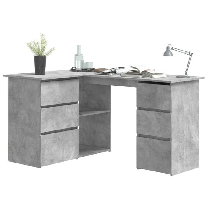 VidaXL Corner Desk Concrete Grey 145x100x76 Cm Particleboard