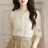 Herbst Mode Neue 2024 Langarm Oansatz Casual Apricot Bluse Shirt Frauen Tops Blusen Shirts J428