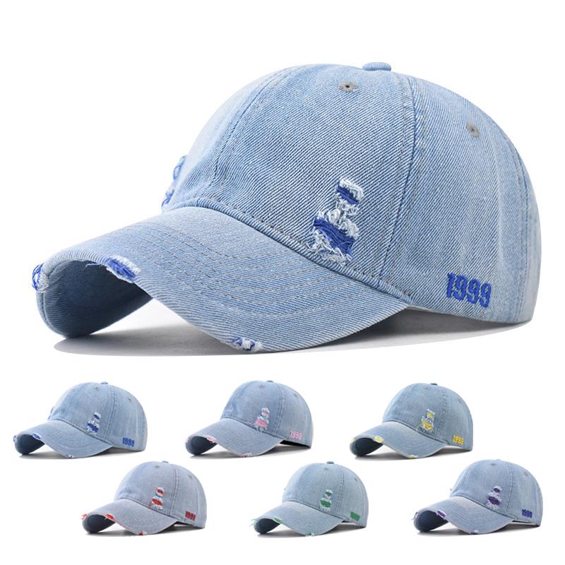 Couples baseball cap Baseball Cap version Sun hat Hole Spring Autumn Wash denim Woman's hat Cap Hip Hop Fitted Cap