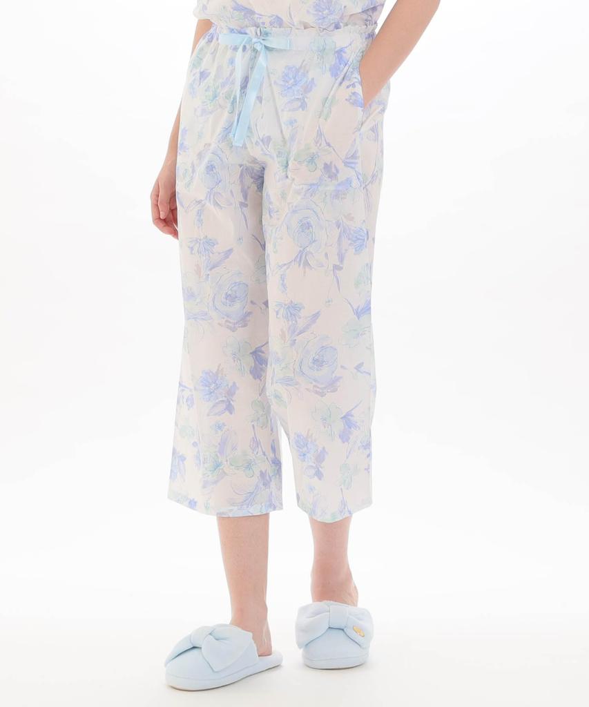 Narue White Pajama Size Lawn Floral Frill Sleeve Pajamas Women's Set, 60,