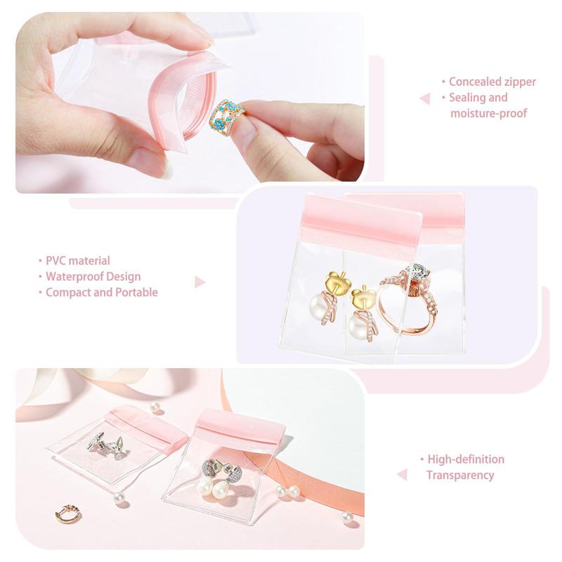 Travel Acrylic Jewelry Box Clear Jewelry Organizer with 20 Pvc Portable Anti Oxidizing Sealed Bag Earrings Ring Necklace Storage