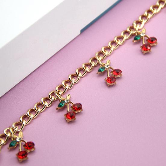 Rhinestone Cherry Bag Charm Cute Cherry Charm with Chain Sparkling Purse Charm for Women Handbag Clutch Tote Bag