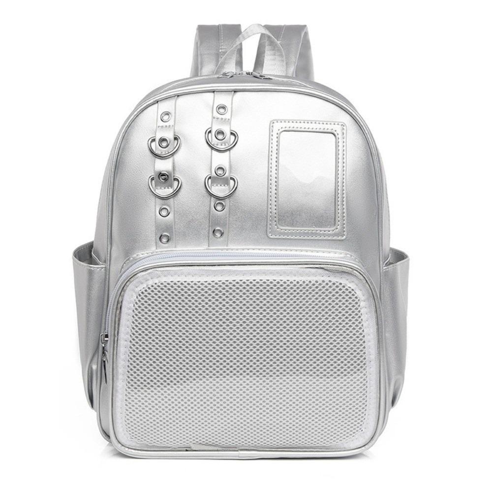 Transparent Ita Bag Y2K Shoulder Bag Personality Transparent Rucksack Casual Use серебряный