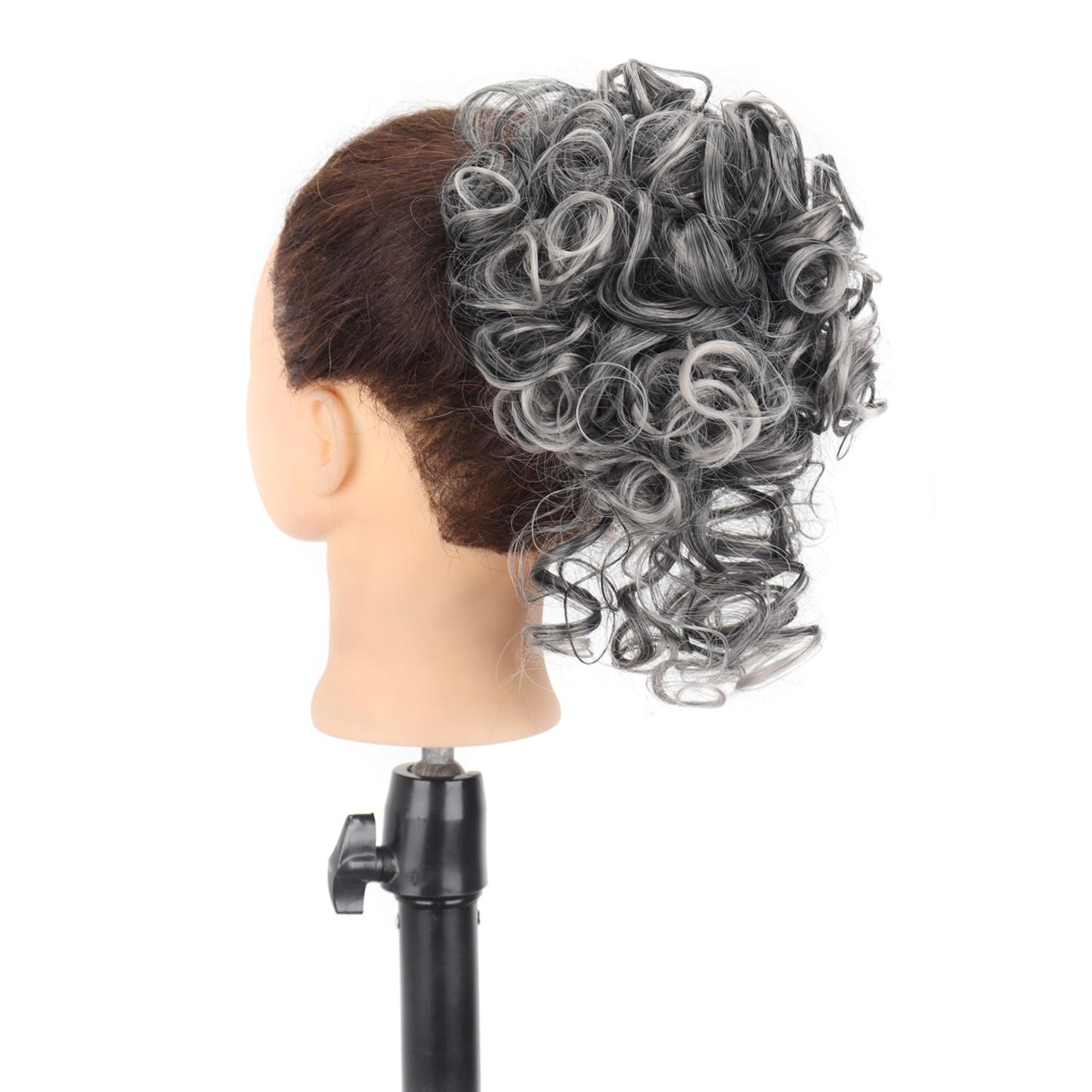 

Короткий небрежный пучок волос с эластичной заколкой для волос, свободный волнистый большой вьющийся пучок волос, синтетический хвост для женщин, ежедневное использование 25cm