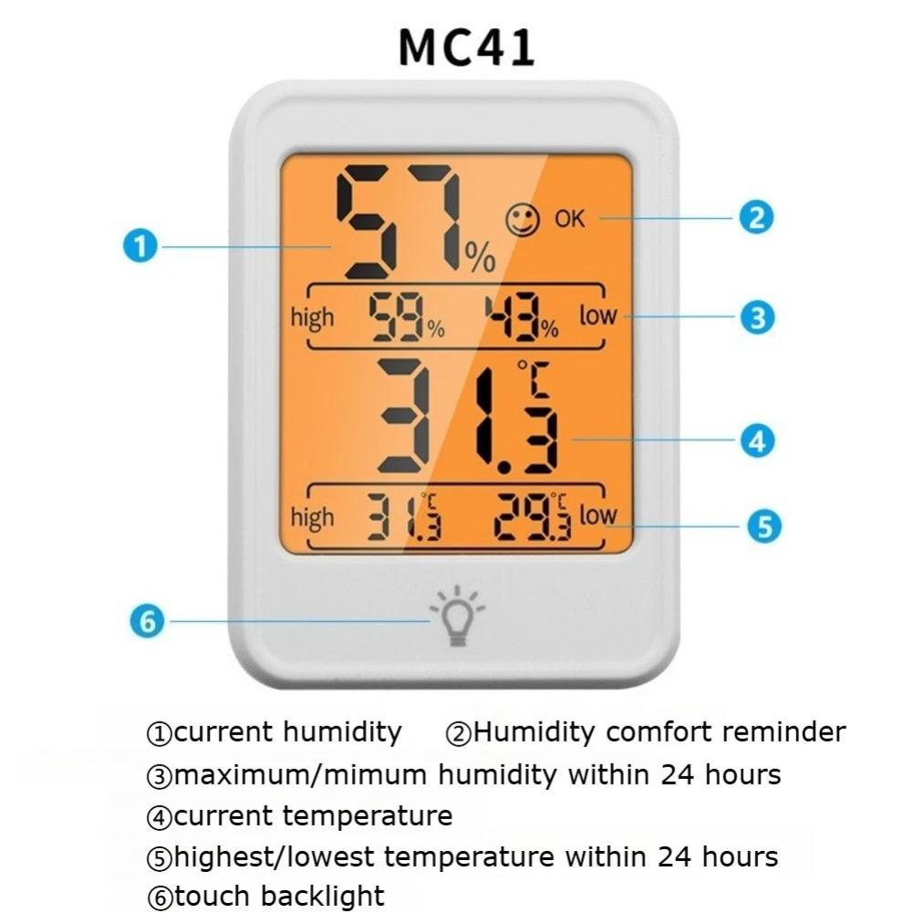 Digital Thermometer Hygrometer Electronic Temperature Humidity Meter Wall Mount Desktop Use for Home Baby Room Indoor Monitoring