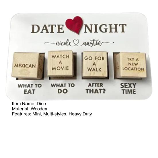 1 Set Würfel-Set für Datum und Nacht, lustig, was zu tun ist, verschiedene Stile, robustes Holz, wiederverwendbar, Würfel für Paare, Valentinstag, Jahrestage, Geburtstage, Geschenk