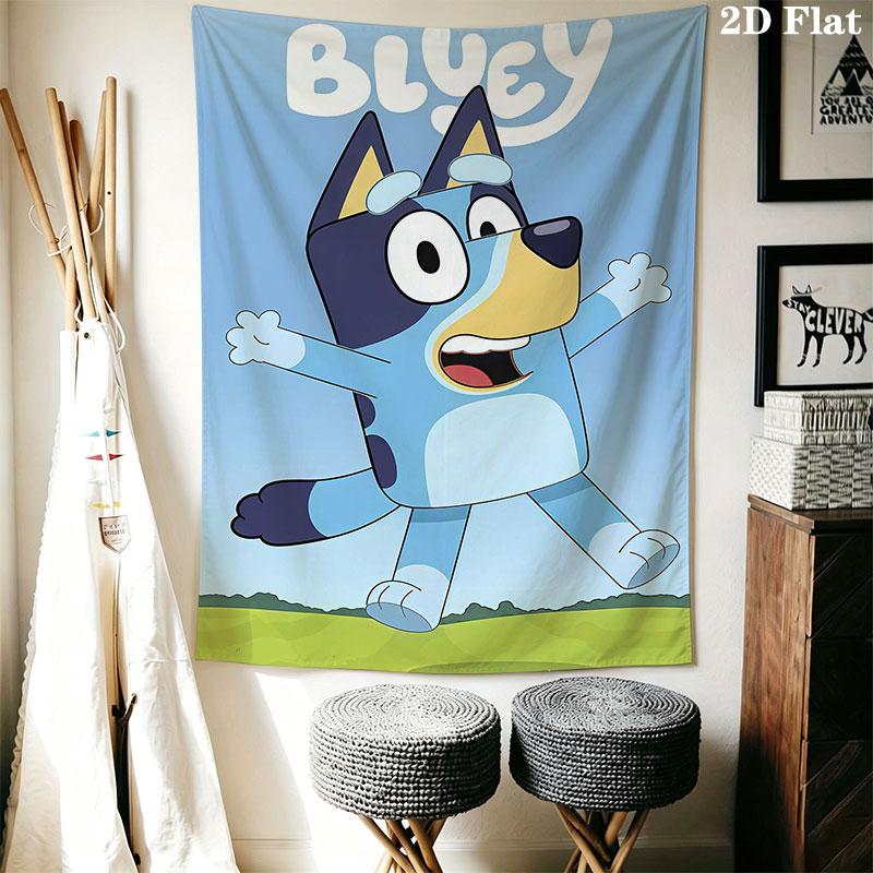 Bluey cartoon Wall Hanging Printed Fabric Blanket Decorative Tapestries for Bedroom Living Room Home Decor