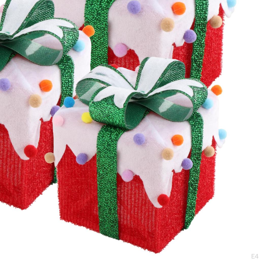 3Pcs Weihnachten Beleuchtete Geschenk Boxen Dekorationen Outdoor Dekoration Led Leuchtet