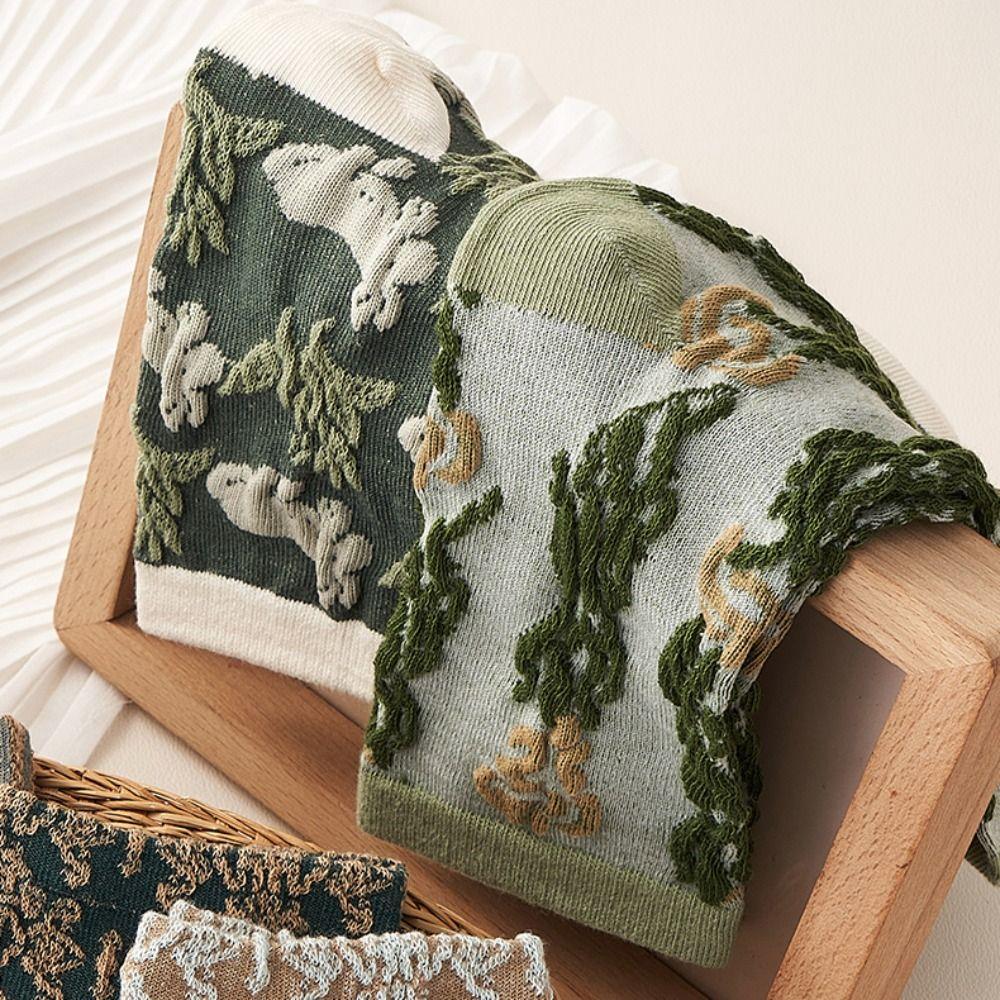 Print Cotton Middle Tube Hosiery Korean Style Socks Girls Jacquard Socks College Style Hosiery