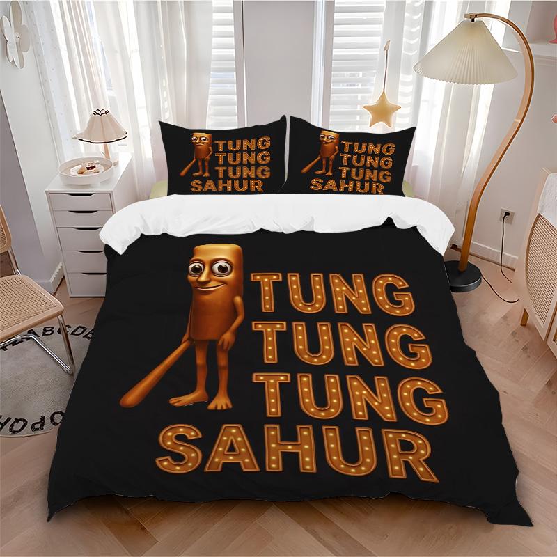 Golden Sahur Celebration Print 3Pcs Bedding Setduvet Cover With 2 Bedropillowcase Home Birthday Gift