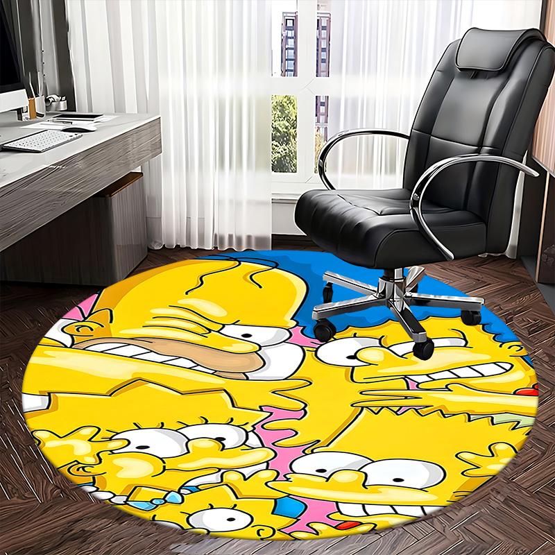 Simpsons Family Chair Mat - Round Carpet for Home Decor, Office, Living Room