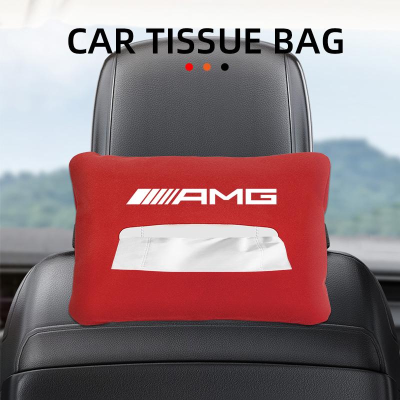 NSY2   Car Interior Stickers Suede Napkins Tissue Boxes Car Tissue Bag Organizer for Mercedes Benz AMG GLA W176 CLK W209 W202 W220 W204