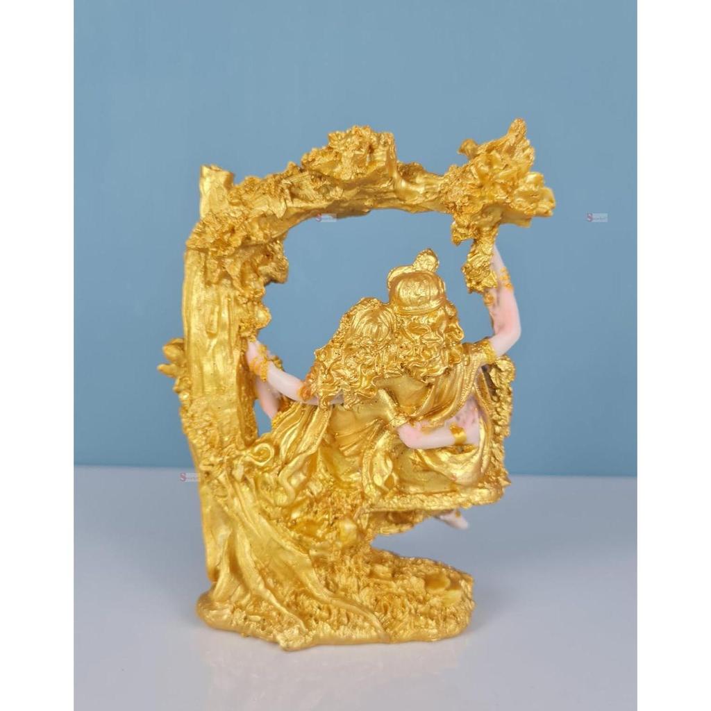 1 Pcs Shree Radha Krishna Idol - Gold Murti Statue | Gift for Him/Her, Mother's Day,Decor, Ganesh Pooja, Office,car Dashboard, Mandir,