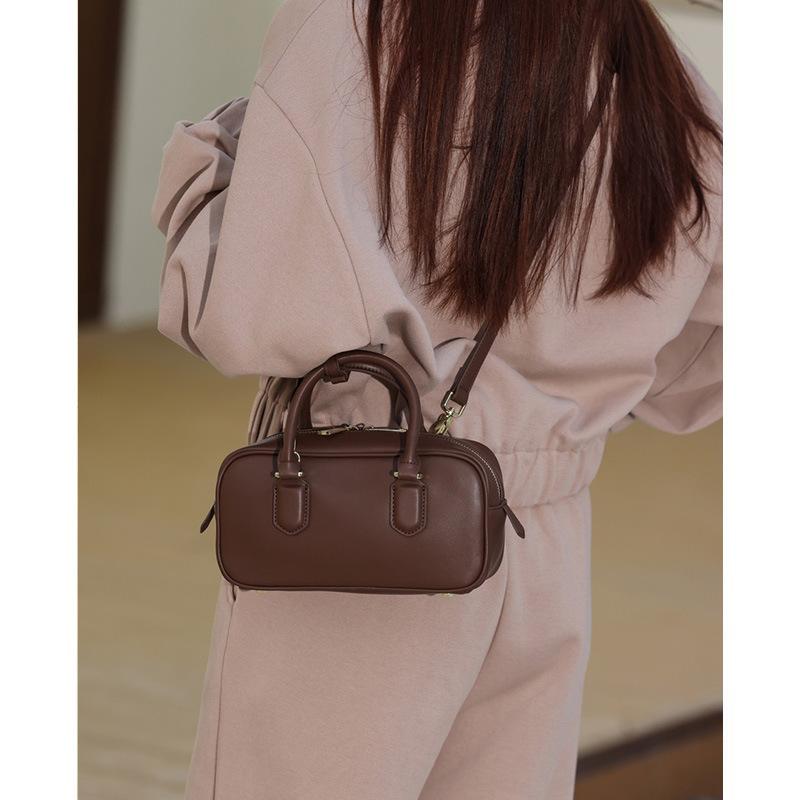 Bowling Bag, Pillow Bag, Small Handbag, Women's Genuine Leather Shoulder Crossbody Bag, Trendy New Style