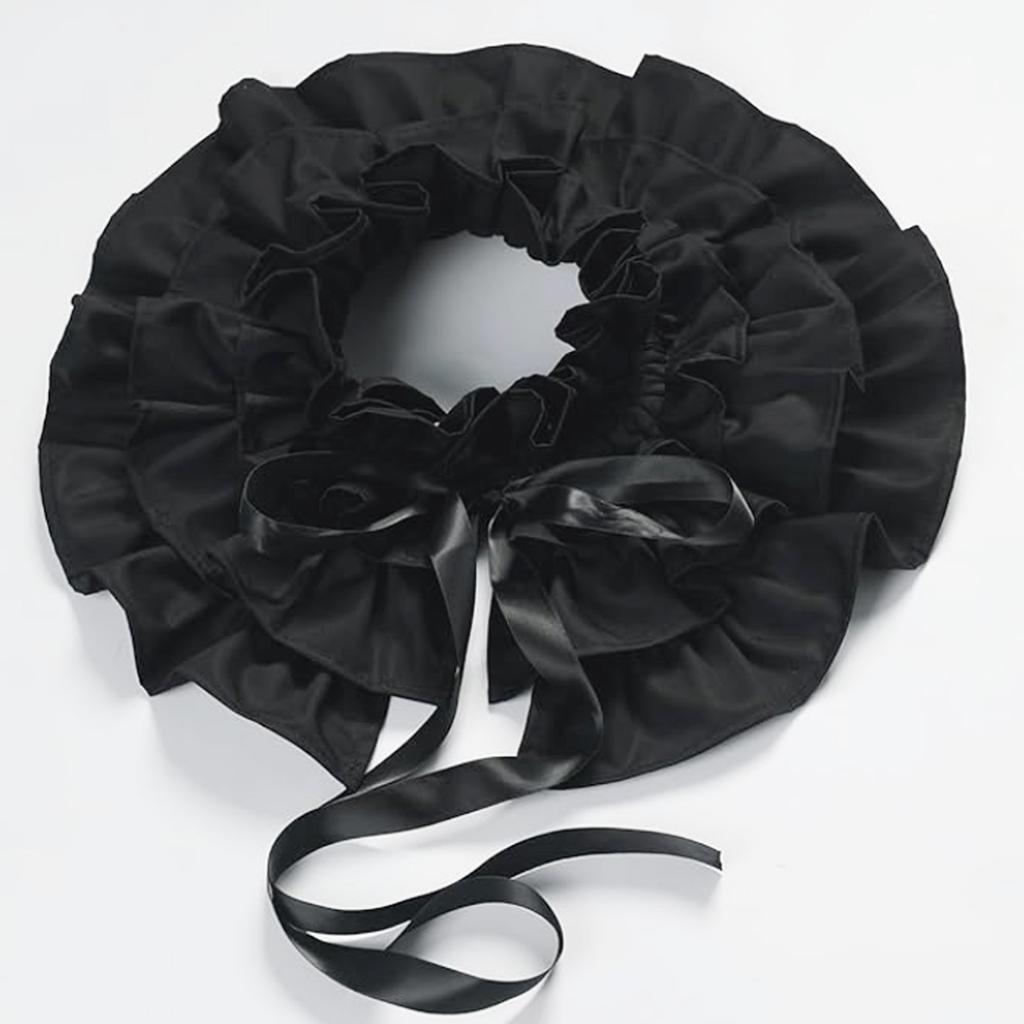 Black Detachable Ruffled Lace Collar Feminine Fashion Accessory Easy To Wear With Any Outfit
