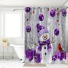 Festive Purple Snowman & Christmas Ball Shower Curtain - Polyester, Machine Washable, Includes Hooks, Bathtub & Bathroom Decor