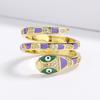 Unique Creative Female Ring Serpentine Wrap Around Party Jewelry Punk Style Animal Ring Colorful Handmade Enamel Jewelry Cocktail Party Jewelry