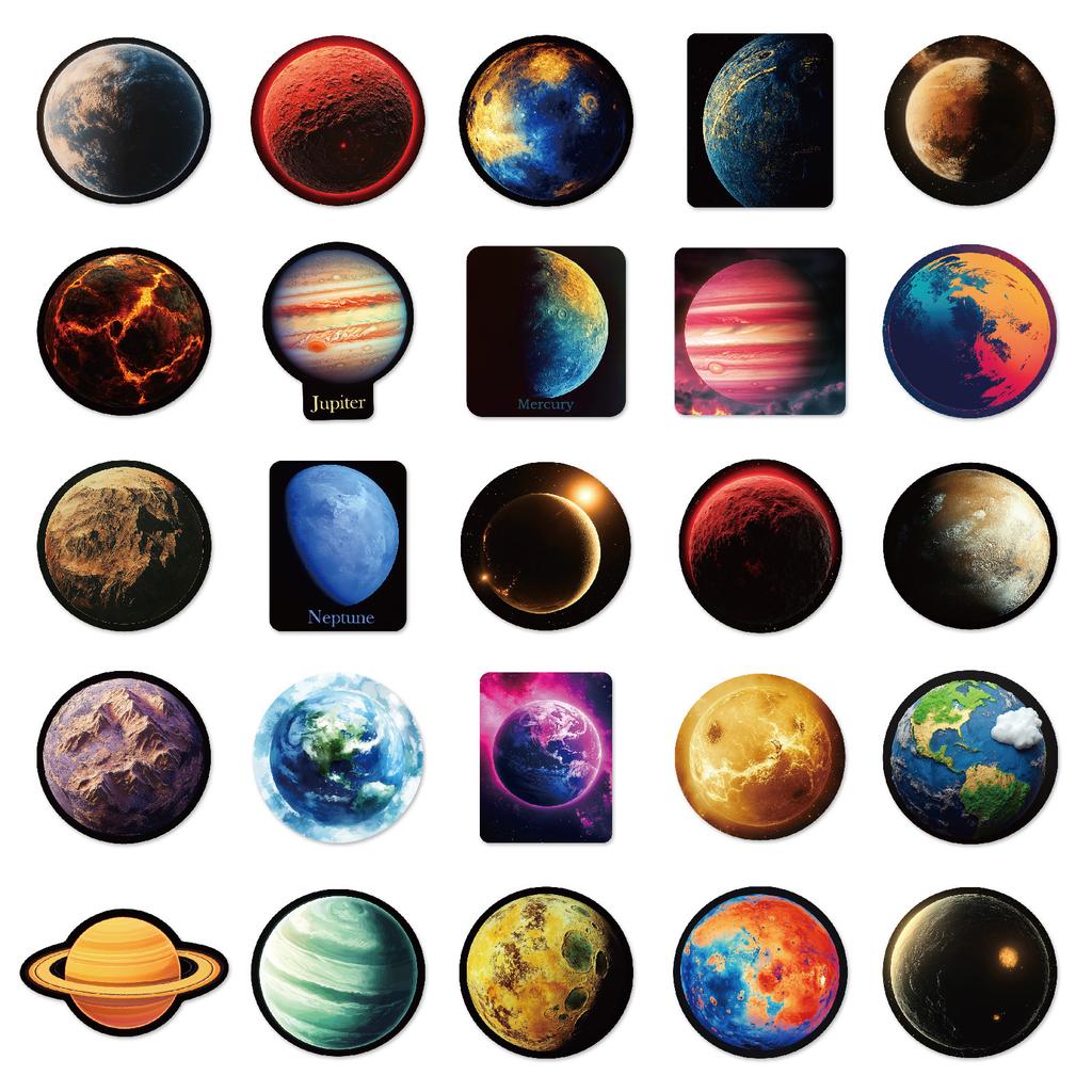 50 New Universe Planet Graffiti Stickers Electric Car Helmet TV Water Cup Trolley Box Stickers